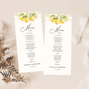 Lemon Green Citrus Wedding Zeremony Menu Menükarte