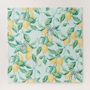 Lemon Green Watercolor: Nahtlose Romantik Puzzle