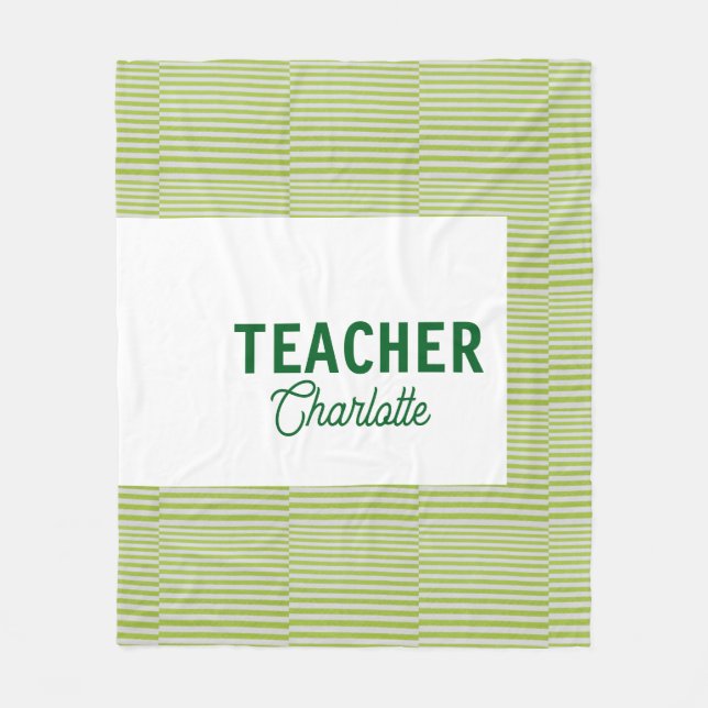 Lemon green white stripes teacher professor name c fleecedecke (Vorderseite)