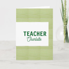 Lemon green white stripes teacher professor name c karte