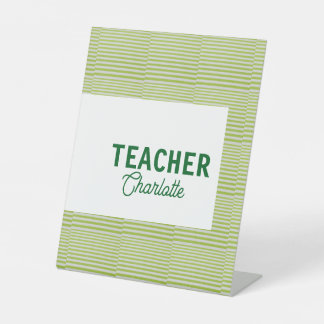 Lemon green white stripes teacher professor name c sockelschild