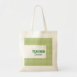 Lemon green white stripes teacher professor name c tragetasche