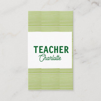 Lemon green white stripes teacher professor name c visitenkarte