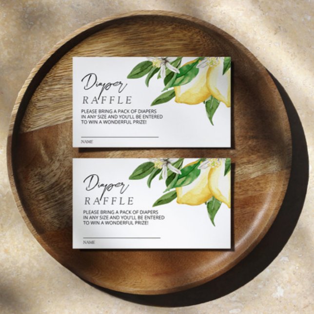 Lemon Greenery Baby Diaper Raffle Umschließungskar Begleitkarte (Von Creator hochgeladen)