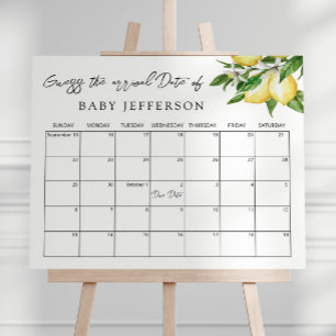 Lemon Greenery Baby Showrate Terminkalender Poster