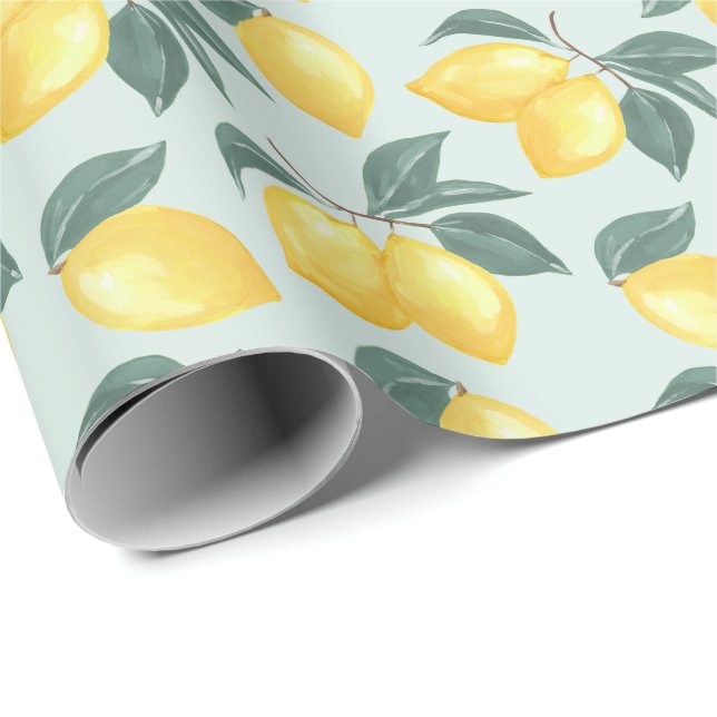 Lemon Greenery Gift Wrap Wrapping Paper Geschenkpapier (Rolleneckpunkt)
