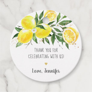 Lemon Greenery Gold Brautparty Geschenkanhänger
