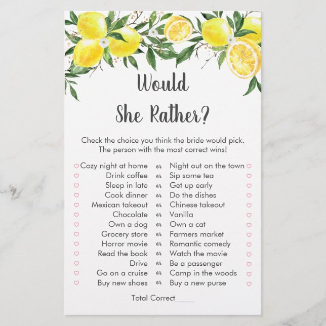 Lemon Greenery Gold würde eher Bridal Spiel (Vorderseite)
