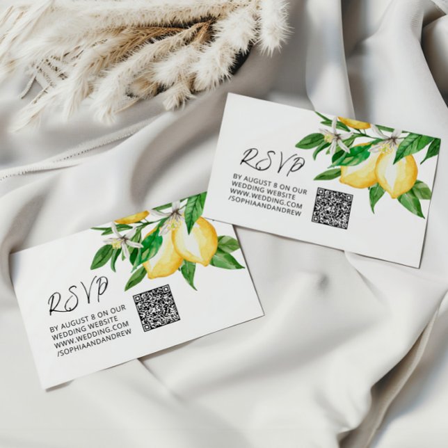 Lemon Greenery Wedding QR Code UAWG Begleitkarte (Von Creator hochgeladen)