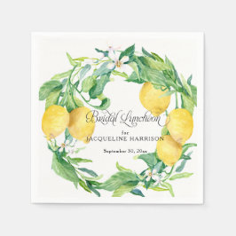 Lemon Greenery White Floral Wreath Bridal Luncheon Serviette