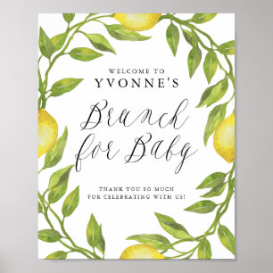 Lemon Greenery Wreath Baby Dusche Brunch Willkomme Poster