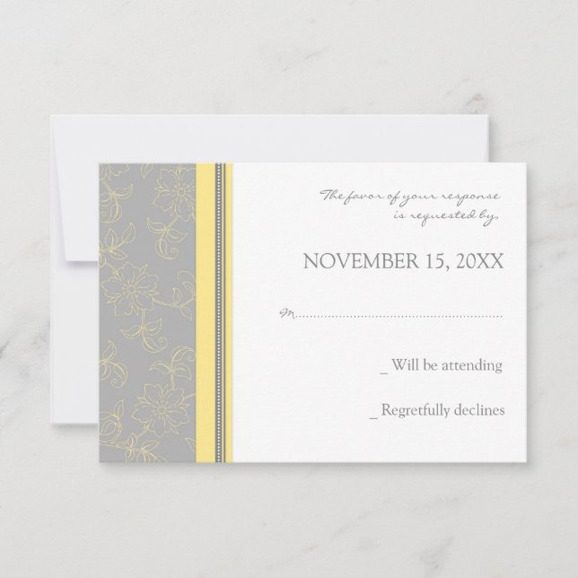 Lemon Grey Floral UAWG Wedding Card RSVP Karte (Vorderseite)