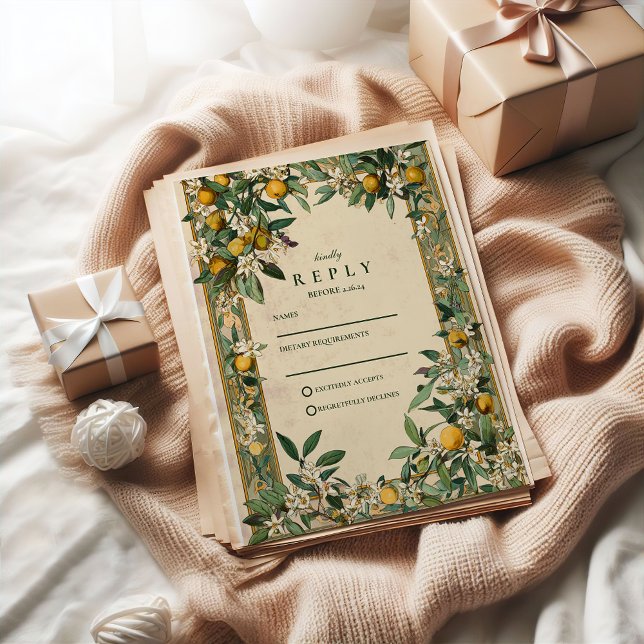 Lemon Grove Bloom Hochzeit RSVP Karte (Von Creator hochgeladen)