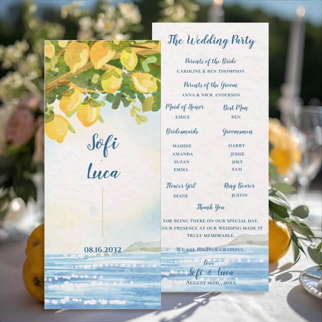 Lemon Grove Coastal  Wedding Ceremony Program Einladung (Lemon Grove Coastal Wedding Ceremony Program)