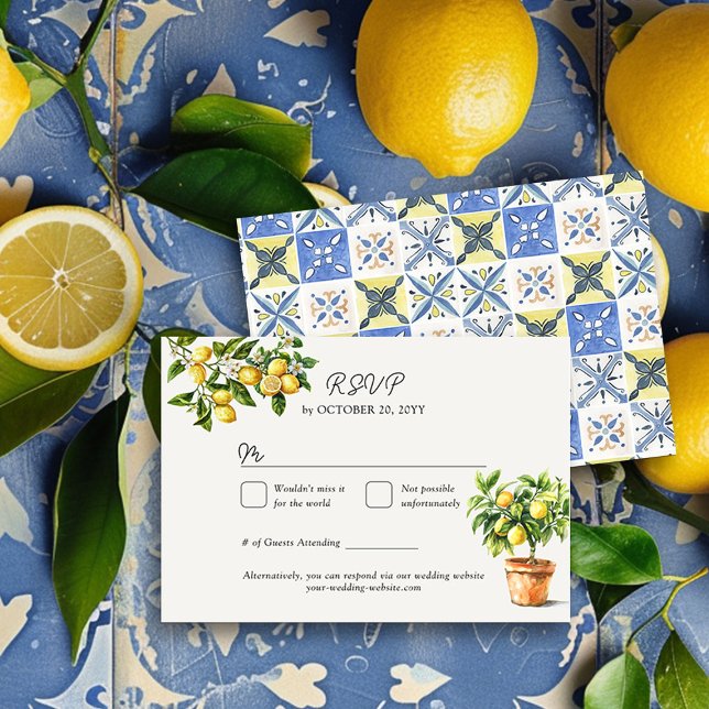 Lemon Grove Inspirierte italienische Landschaft Ho RSVP Karte (Wedding RSVP Card from the Lemon Grove Wedding Collection by Darling & May)