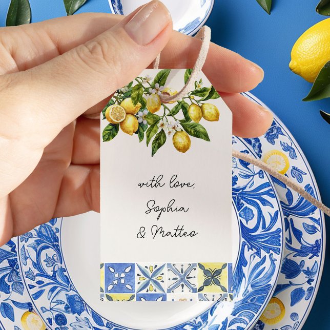 Lemon Grove italienisches Thema Rustikale Tile Geschenkanhänger (Wedding favor gift tags from the Lemon Grove Wedding Collection by Darling & May)