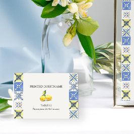 Lemon Grove Mediterranean Tile Wedding Escort Card