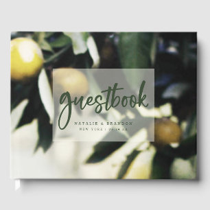 Lemon Grove   Moderne Hochzeit von Gelb und Grün Gästebuch