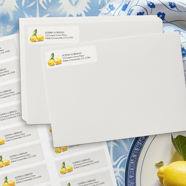 Lemon Grove Obstlemons auf Cream Rücksendeadresse (Return Address Labels from the Lemon Grove Wedding Collection by Darling & May)