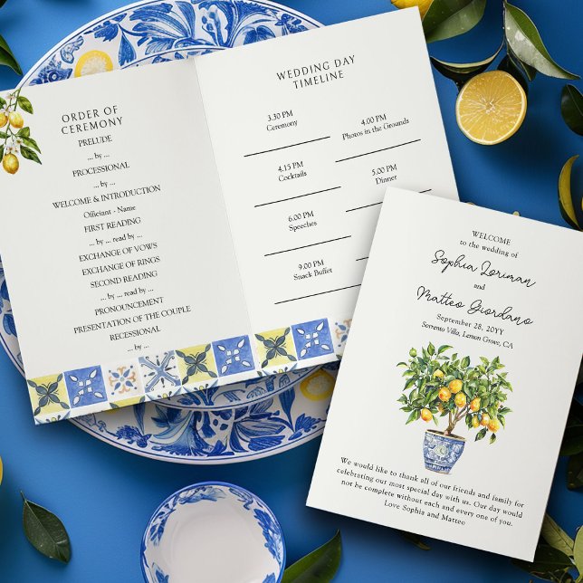Lemon Grove Programm für Hochzeiten in Italien (Wedding Ceremony + Order of Events Program from the Lemon Grove Wedding Collection by Darling & May)