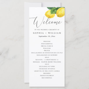 Lemon Grove Wedding Program Citrus Zeremonie