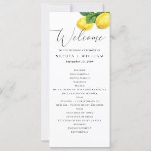 Lemon Grove Wedding Program Citrus Zeremonie