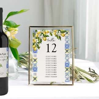Lemon Grove Wedding Tischnummer Seekarten