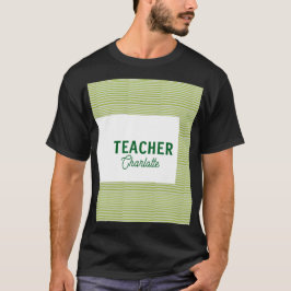 Lemon-grün-weiße Streifen Lehrer Professor Name c T-Shirt