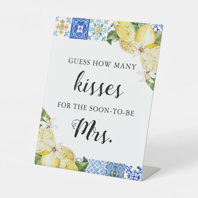 Lemon Guess Wie viele Kisses Brautparty Game Sockelschild (Vorderseite)
