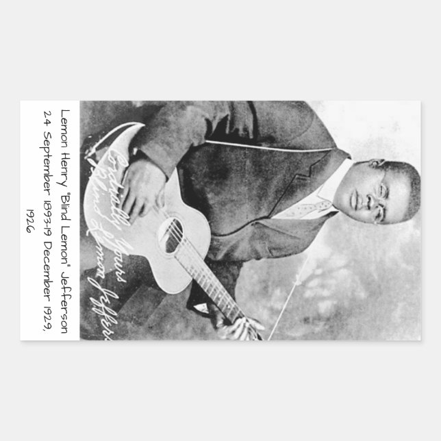 Lemon Henry Blind lemon jefferson 1926 Rechteckiger Aufkleber (Vorderseite)
