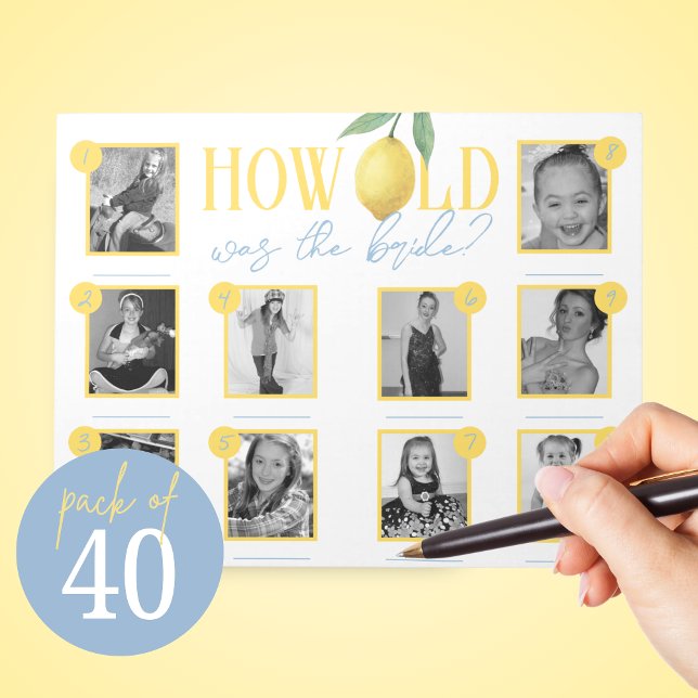 Lemon How Old Was The Bride Photo Game Pack of 40 Notizblock (How Old Was the Bride Watercolor Lemon Main Squeeze Bridal Shower Game Pack Notepad of 40 Games)