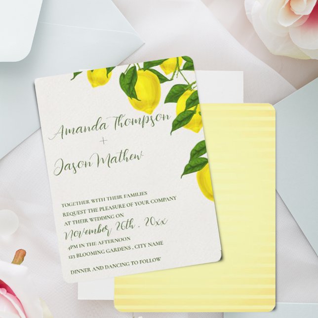 Lemon Hübsch Bright Yellow Citrus Wedding Einladung (Lemon Pretty Bright Yellow Citrus Wedding Invitation
)