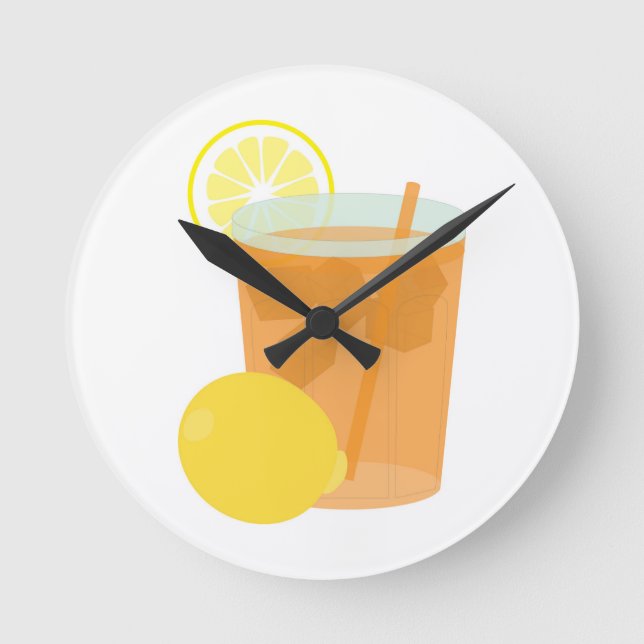 Lemon Iced Tea Runde Wanduhr (Vorderseite)
