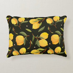 Lemon Illustration: Handgemalt Nahtloses Muster. Dekokissen
