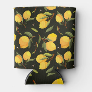 Lemon Illustration: Handgemalt Nahtloses Muster. Dosenkühler