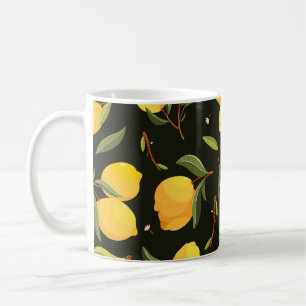 Lemon Illustration: Handgemalt Nahtloses Muster. Kaffeetasse