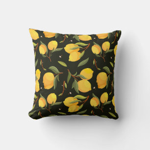 Lemon Illustration: Handgemalt Nahtloses Muster. Kissen