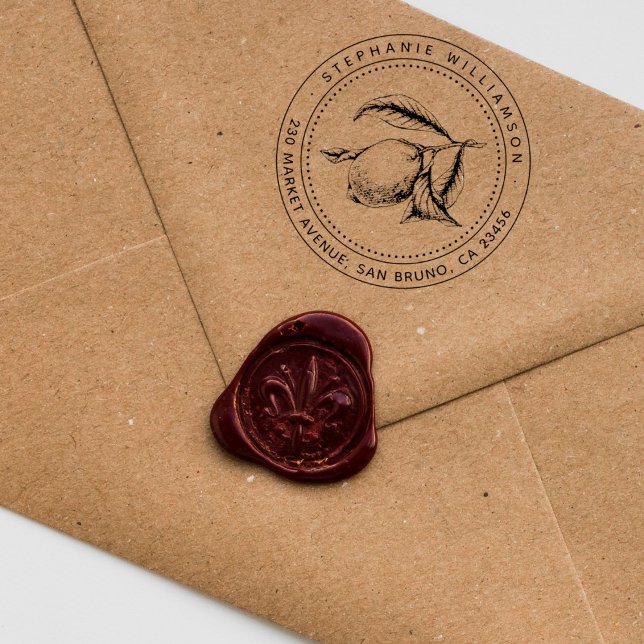 Lemon Illustration Individuelle Name & Rücksendead Permastempel (Von Creator hochgeladen)