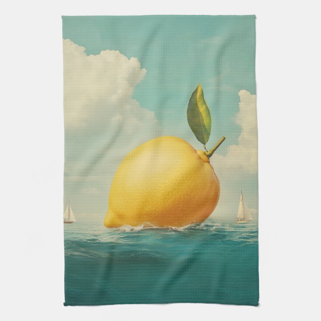 Lemon Island in Dreamy Waters Geschirrtuch (Vertikal)