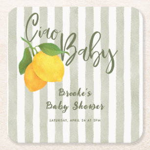Lemon Italian Amalfi geschlechtsneutrale Babyparty Rechteckiger Pappuntersetzer