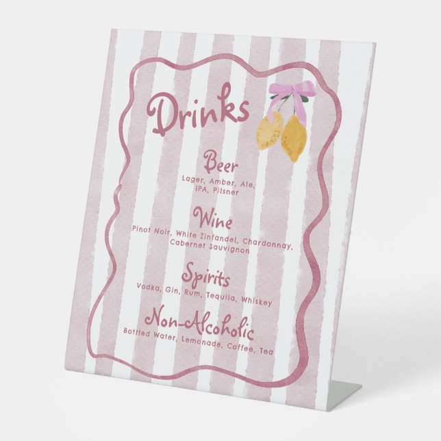 Lemon Italian Baby Girl Shower Drinks Menu Sockelschild (Vorderseite)