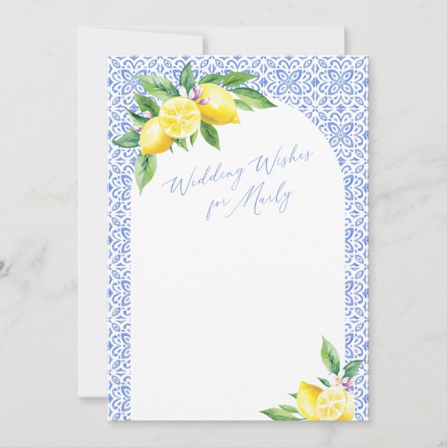 Lemon Italian Blue Tile Positano Blank Card (Vorderseite)