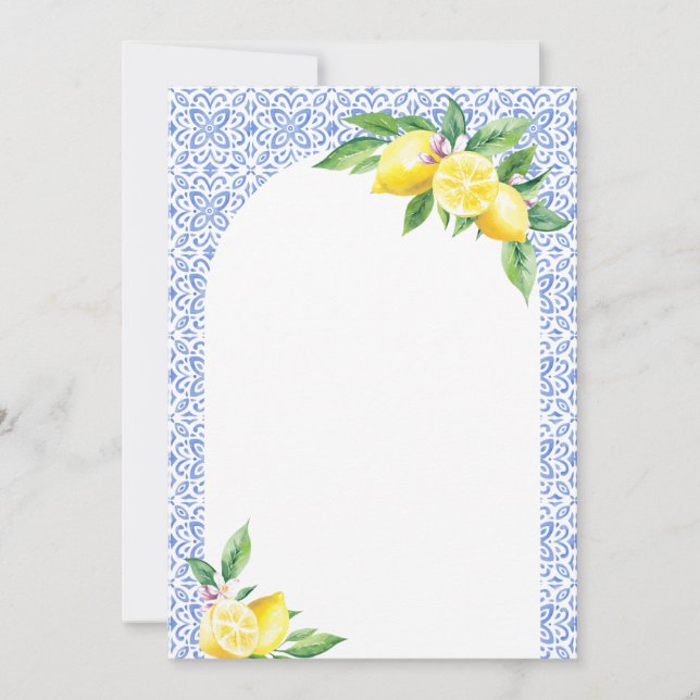 Lemon Italian Blue Tile Positano Blank Card (Vorderseite)