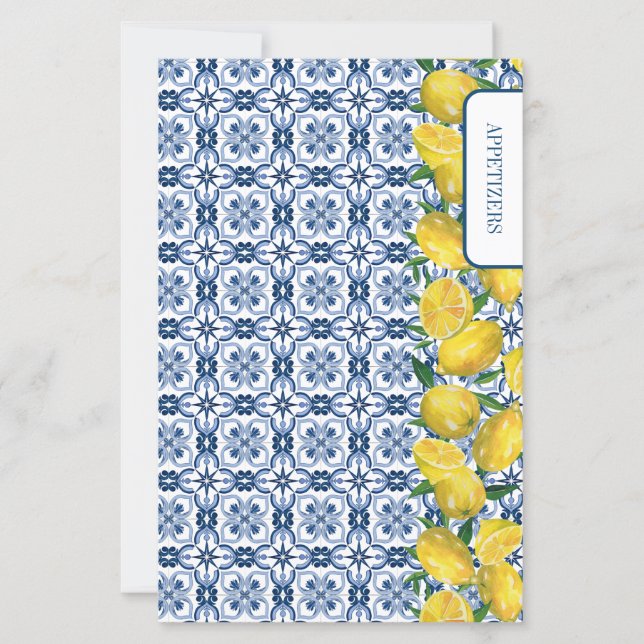 Lemon Italian blue Tile Recipe dividers (Vorderseite)
