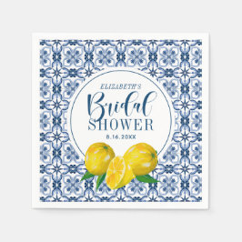 Lemon Italian Blue Tile Wedding Brautparty Serviette