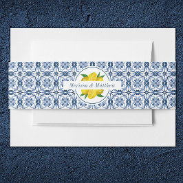 Lemon Italian Blue Tile Wedding Einladungsbanderole