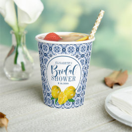 Lemon Italian Blue Tile Wedding Vielen Dank Pappbecher