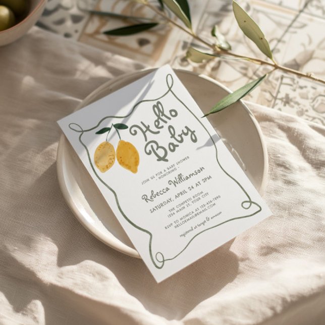 Lemon Italienische Amalfi Geschlechtsneutrale Baby Einladung (Gender Neutral Lemon Baby Shower Invite)