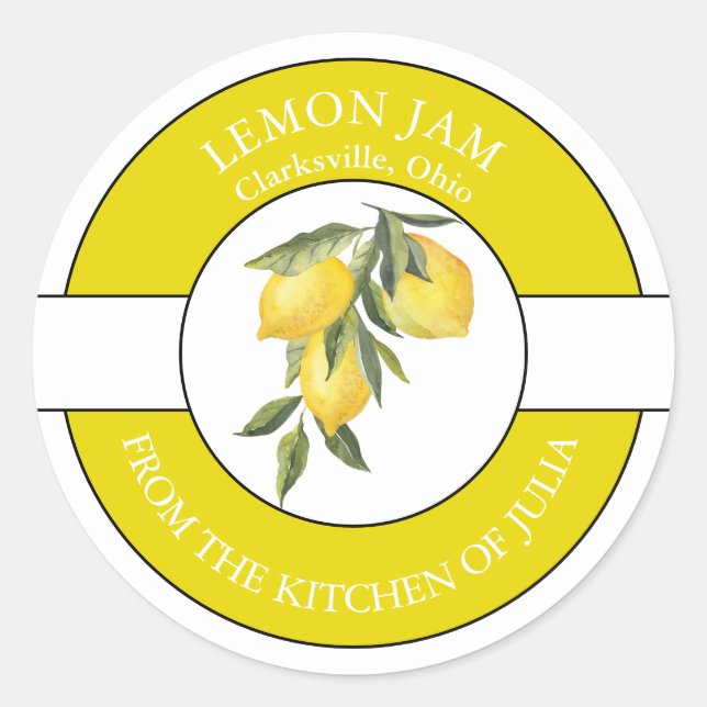 Lemon Jam Label Runder Aufkleber (Vorderseite)