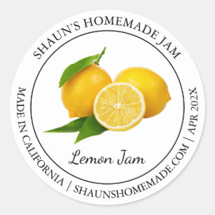 Lemon Jam Modern Label Runder Aufkleber